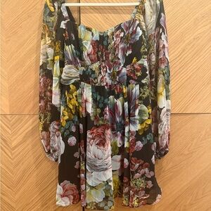 Express Multicolor Floral Long Sleeve Dress